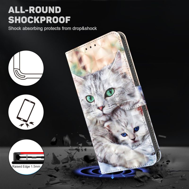 Kožené Puzdro Google Pixel 7A Rodina Strappy Cat